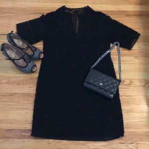 Zara black lace shift dress with attached sheath